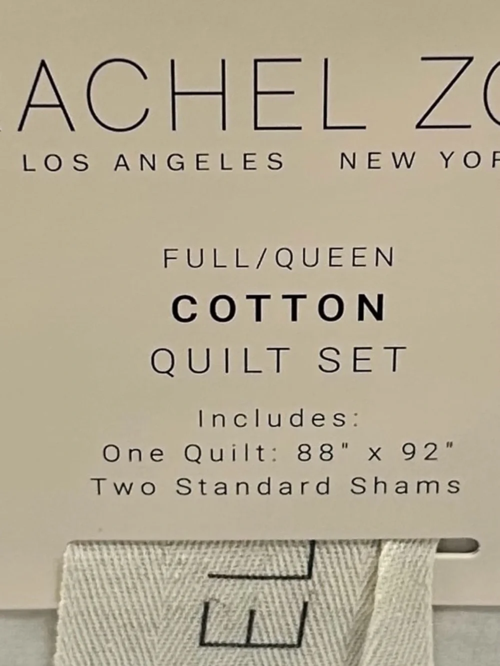 Rachel Zoe Full/Queen Natural and Blue Cotton Quilt Set 88”x92”